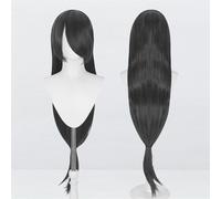 Perruque universelle Extra longue de 120cm/47.2 pouces, perruque longue et lisse avec frange for Cosplay, bricolage de fête d'halloween, style de robe Lolita(Natural black)