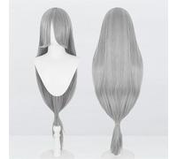 Perruque universelle Extra longue de 120cm/47.2 pouces, perruque longue et lisse avec frange for Cosplay, bricolage de fête d'halloween, style de robe Lolita(Gray)