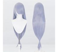 Perruque universelle Extra longue de 120cm/47.2 pouces, perruque longue et lisse avec frange for Cosplay, bricolage de fête d'halloween, style de robe Lolita(Gray-purple)