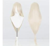 Perruque universelle Extra longue de 120cm/47.2 pouces, perruque longue et lisse avec frange for Cosplay, bricolage de fête d'halloween, style de robe Lolita(Gold-4)
