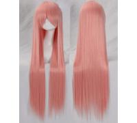 Perruque universelle pour Halloween, Noël, fête, déguisement, cosplay, 100 cm, couleur longue cheveux raides Cos animation haute température fil 099 couleur : rose net 023 [1 mètre]