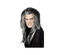 Smiffys Perruque vampire gothique, Noir, Longue avec des mèches blanches