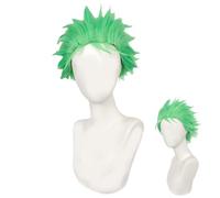 Perruque Verte Roronoa Zoro, Perruque Cosplay de Roronoa Zorro, Perruque Deguisement One Piece Zorro, Anime Cosplay Costume Perruque, Costumes d'Halloween Party Accessoires de Cosplay Perruques