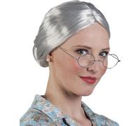 Perruque Vieille femme grise Grand-mère avec chignon