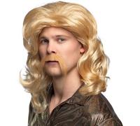 Perruque Vokuhila avec barbe blonde années 80 Barry pour hommes
