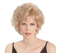 Perruque Weiara Blonde Courte Bouclée Indéformable en Fibre Pelucheuse Résistante à la Chaleur pour Femmes, Perruque Naturelle Élégante pour Tous les Jours, Costume Cosplay