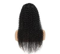 Perruques 10-30 pouces vrais cheveux couvre-chef 4 × 4,13 × 4 couvre-chef en forme de T, petits cheveux bouclés noirs longs bouclés, filles cheveux bouclés ondulés Perruque dames(Color:T-type 13*4,Siz