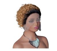 Perruques 13X1 coupe pixie avec lace front, perruques courtes et bouclées en cheveux humains sans colle for femmes noires(27#)