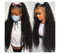 Perruques 30 40 pouces vague profonde bouclés 360 dentelle frontale perruques de cheveux humains brésilien 4x4 dentelle fermeture lâche vague d'eau perruque for les femmes noires Perruque dames(Color: