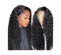 Perruques 4x4 avec fermeture en dentelle avec cheveux de bébé, cheveux humains brésiliens pré-épilés, 35,6 à 101,6 cm de long, ondulés, for femmes noires, couleur naturelle, for usage quotidien(Color: