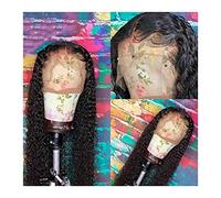 Perruques 8-24 "Long Curry Lace Front Wig Brésilien T Partie Cheveux Humains avec Bébé Cheveux Non Remy Hair Pré Branché 130% Densité Brun Moyen Respirant Lace Front Wig Perruque dames(Size:14inches)