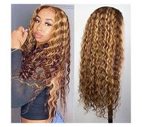 Perruques 8-26 pouces perruques de cheveux humains marquent la couleur bouclée dentelle avant perruque frontale ondulée profonde cheveux brésiliens pour femmes noires perruque pré-coiffée (taille : O