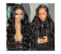 Perruques 8-34" Body Wave Lace Frontal Wigs Perruques de cheveux humains Pré-plumés 150% Densité Remy Hair Lace Wig for les femmes noires Long Transparent Lace Front Wigs Perruque dames (Color : 13X4