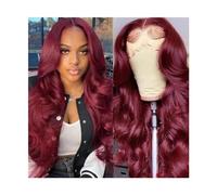 Perruques 99J Bourgogne 13X4 Lace Front Wigs Body Wave Perruque de cheveux humains for les femmes noires Vin rouge couleur brésilienne Remy cheveux sans colle pré-épilés avec des cheveux de bébé Perru