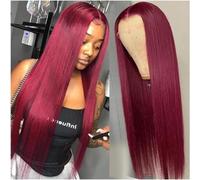 Perruques 99J Bourgogne Lace Front Wig Straight Remy Hair 13x4 HD Lace Frontal Wigs Pré-plumées 99J Straight Human Hair Lace Wig avec des cheveux de bébé for femmes filles usage quotidien perruques (
