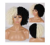 Perruques Afro Bomb perruques frisées for les femmes noires perruque courte Afro crépus bouclés avec frange 12 pouces synthétique résistant à la chaleur pleine perruque frisée Perruque dames (Color :