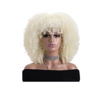 Perruques Afro Bouclées Crépues De 16 Pouces Avec Frange, Perruque En Fiber Synthétique Douce Et Moelleuse Sans Dentelle For Fête Cosplay Usage Effet naturel et Volumineux(Platinum)