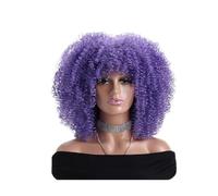 Perruques Afro Bou s Crépues De 16 Pouces Avec Frange, Perruque En Fiber Synthétique Douce Et Moelleuse Sans Dentelle For Fête Cosplay Usage Effet naturel et Volumineux(Purplish Blue)