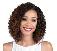 Perruques afro courtes for femmes de 11 pouces avec frange latérale, perruque synthétique crépue bouclée for un usage quotidien(Ombre Auburn)