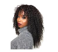 Perruques afro crépues bou s avec frange for femmes, sans dentelle, densité 180, cheveux brésiliens vierges, à porter et à emporter sans colle Postiche Cheveux Femme(14 inch)