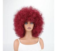 Perruques Afro pour Femmes, Perruques Synthétiques Afro Bouclées Douces et Moelleuses Sans Colle Perruques Crépues Bouclées 70S Cosplay ou Usage Quotidien(99j)
