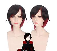 Perruques Anime Rwby Remorque Rouge Rubis Rose Sweat À Capuche Court Noir Rouge Ombre Cosplay Costume Perruque Résistant À La Chaleur Perruques