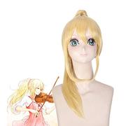 Perruques Anime votre mensonge en avril Miyazono Kaori longue droite or Blonde Clip queue de cheval perruque synthétique Cosplay Costume pour Halloween
