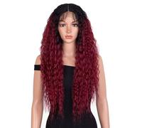 Perruques avant en dentelle bouclées longues, perruques en dentelle HD ombrées de 30 "avec partie centrale avec cheveux fins synthétiques densité 150%(1B-118)