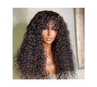 Perruques avant en dentelle cheveux humains Perruque frisée crépue avec frange pleine machine 14-40 pouces de long perruque de cheveux humains bouclés for femmes noires sans colle Remy cheveux perruqu
