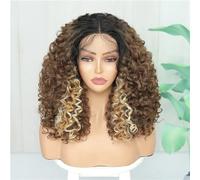 Perruques avant en dentelle de cheveux synthétiques pour les femmes noires Afro Kinky Curly Perruque naturelle résistante à la chaleur