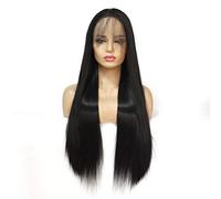 Perruques Avant En Dentelle Perruque Longue Et Droite Perruques Synthétiques Naissance Des Cheveux Naturelle Attachée À La Main Densité 150% Perruques De Partie Centrale Perruque En Fibre Résistante