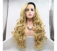 Perruques Avant En Dentelle Perruque Synthétique Longue Ondulée Densité 150% Cheveux Synthétiques Dame Perruque Dorée/Avant En Dentelle Très Longue, 24 Pouces (24 Pouces)