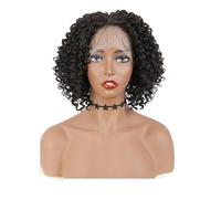 Perruques avant en dentelle synthétique bouclée Kinky Short Bob Partie médiane Fibre résistante à la chaleur Perruque en dentelle marron plus foncé pour les femmes noires