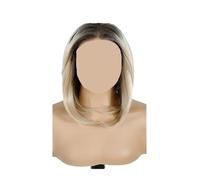 Perruques avant en dentelle synthétiques for femmes 13x4 pré-plumées et aller perruque courte Bob avec frange pré-coupée Ombre Blonde(TT6-178)
