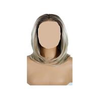 Perruques avant en dentelle synthétiques for femmes 13x4 pré-plumées et aller perruque courte Bob avec frange pré-coupée Ombre Blonde(TT6-6608)