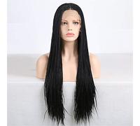 Perruques Avant Synthétiques 13X6 Perruque Avant Pour Femme Densité 150% Cheveux En Fibre Haute Température Tresse Noire Perruque Tressée, A, 18 Pouces (24 Pouces | A)