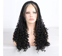 Perruques Avant Synthétiques Cheveux Noirs Perruque Avant Synthétique Longue Perruque Tressée En Boîte Pour Femmes Perruque Avant De Cheveux En Fibre Résistante À La Chaleur, 20 Pouces (26 Pouces)