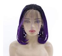 Perruques Avant Tressées Perruque Violette Perruque Tressée En Fibre Résistante À La Chaleur Perruque Avant Synthétique Avec Boîte À Cheveux De Bébé Perruque Bob Tressée Pour Femmes, 16 Pouces (16 Po