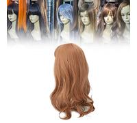 Perruques avec Frange, Longue Perruque avec une Frange Femme Longue Ondulée à Haute Température Fibre Synthétique Cosplay Wig with Bang pour Halloween Fête Brune pour les Filles Usage Quotidien