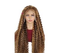 perruques avec une frange soignée pour les femmes Densité profonde du point culminant 250 de perruque cheveux d'avant dentelle la vague 13x6 Hd ondulé frisé(24inches)