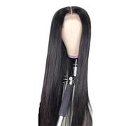 perruques avec une frange soignée pour les femmes Perruque Lace Frontal Wig naturelle lisse, cheveux humains lisses, noir naturel, densité 220, pre-plucked, 13x6 Hd ondulé frisé(28inches)