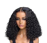 perruques avec une frange soignée pour les femmes Pré-coupé sans colle vague d'eau 7x5 perruques bou s perruque cheveux humains pré plumés ondulé frisé(12inches)