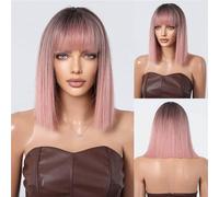 perruques avec une frange soignée pour les femmes Qi Liu Hai - perruque de cheveux courts et lisses for femmes, légère, respirante, multicolore, casque complet en option ondulé frisé(F)