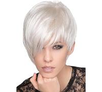 Perruques blanches courtes et raides pour cosplay, mariage, fête, usage quotidien, cheveux courts et raides