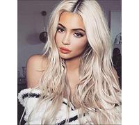 Perruques blanches ombreuses ombreuses Femmes longues bouclées ondulées brillantes cheveux foncés pour fille résistant à la chaleur Synthetic cosplay perruque 26 pouces chenghuax