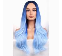 Perruques bleues longues ondulées pour femmes et filles - Cheveux synthétiques résistants à la chaleur - Pour le quotidien ou une fête costumée
