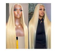 Perruques Blonde #613 HD Lace Frontal Wig 8-32" Long Straight Human Hair Lace Wig Brésilien Remy Hair Blonde Straight Transparent Lace Frontal Wig for femmes Perruque dames (Color : 13X4 Lace Wig 150