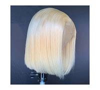 Perruques Blonde Bob perruques cheveux humains dentelle frontale perruque brésilienne Remy cheveux courts droites Bob dentelle perruques for les femmes pré-plumées délié naturel 613 HD dentelle avant