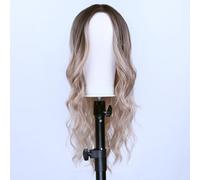 Perruques blondes méchées, perruque longue ondulée pour femme, perruque de cheveux synthétiques résistants à la chaleur avec racines bouclées foncées pour cosplay, fête, usage quotidien