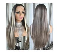 Perruques blondes pré-épilées de couleur blonde surlignée, perruque platine droite à l'avant, cheveux synthétiques, pour femme, perruque en dentelle sans colle, perruque pour le carnaval (couleur